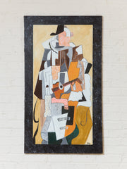 Le Guitarite French Cubist painting, signed and dated