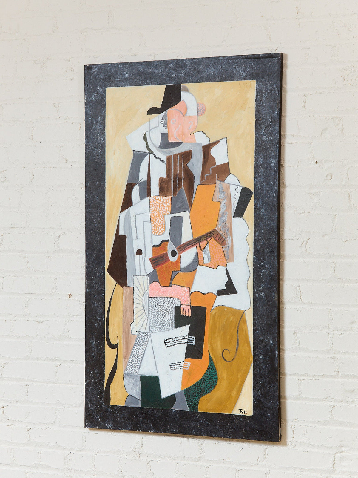 Le Guitarite French Cubist painting, signed and dated