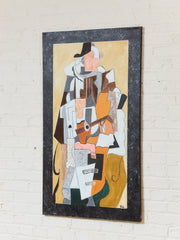 Le Guitarite French Cubist painting, signed and dated
