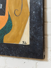 Le Guitarite French Cubist painting, signed and dated