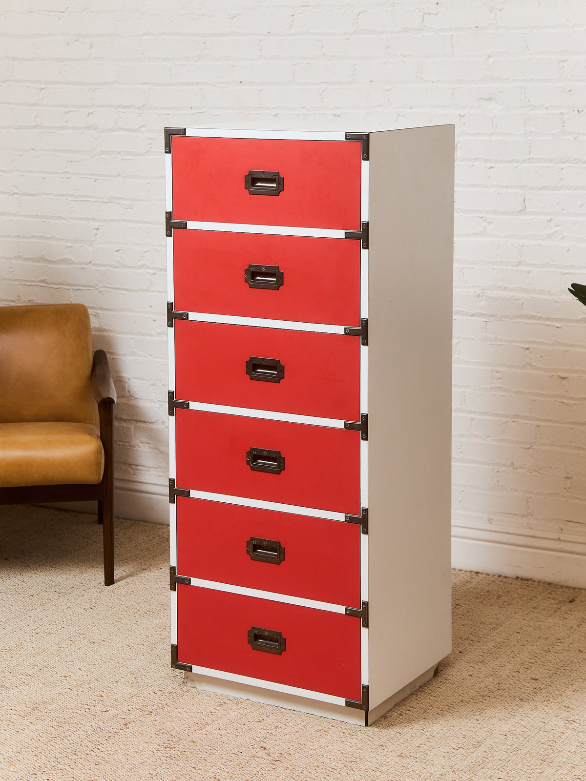 1970s Colormates Red Tallboy Dresser