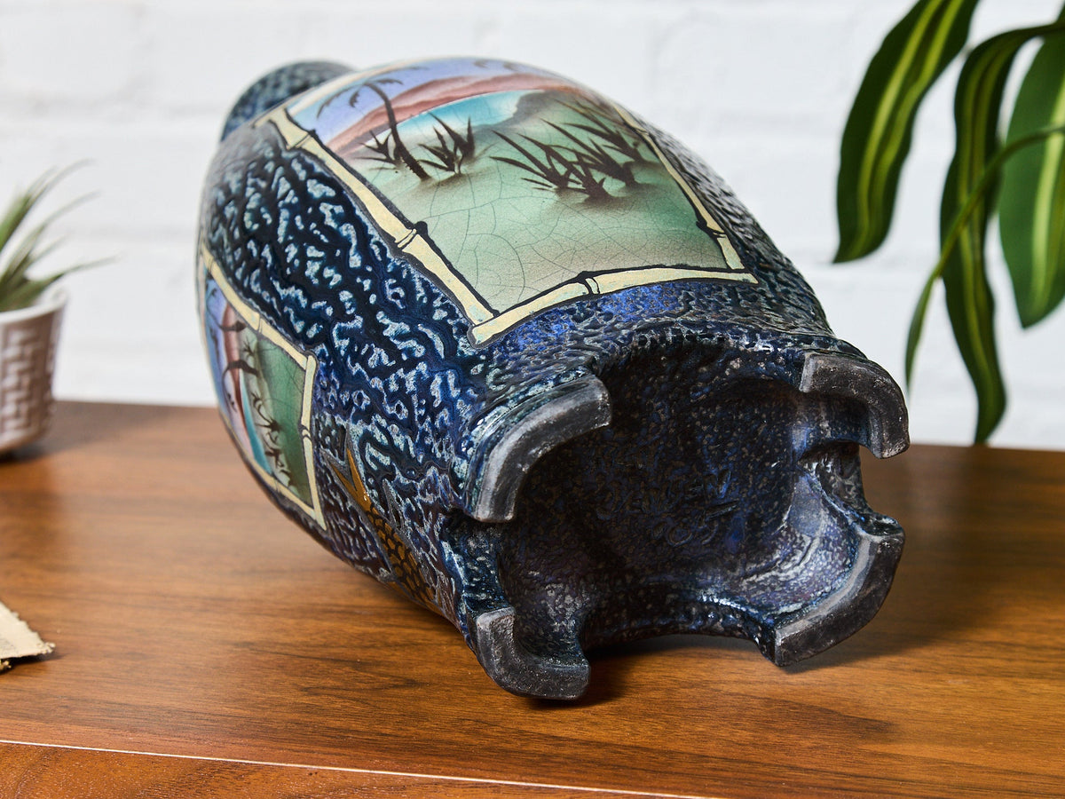 Ken Jensen Raku Pottery Vessel