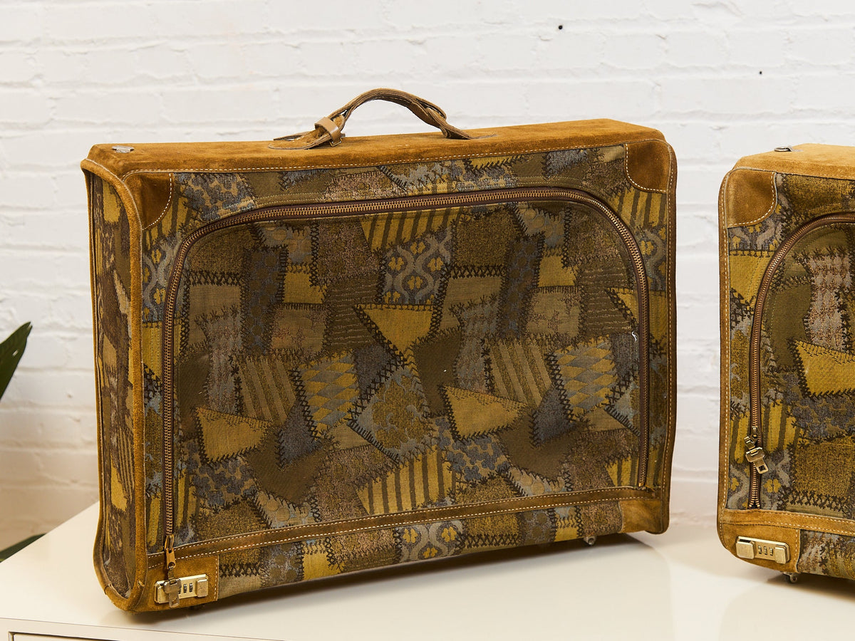 Large French Vintage Patchwork Luggage