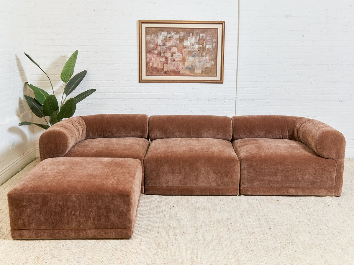 Emma Sofa with Ottoman in Amici Tobacco