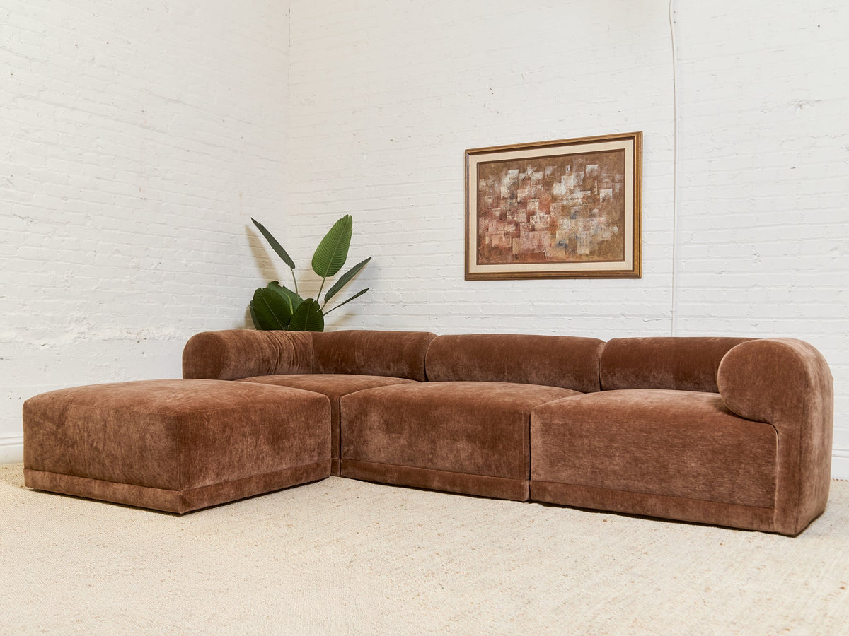 Emma Sofa with Ottoman in Amici Tobacco