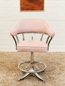 1970’s Chrome Swivel Counter Stool in pink