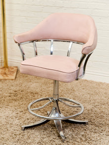 1970’s Chrome Swivel Counter Stool in pink