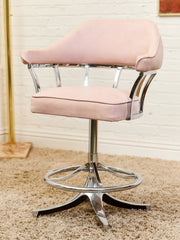 1970’s Chrome Swivel Counter Stool in pink