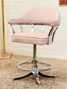 1970’s Chrome Swivel Counter Stool in pink