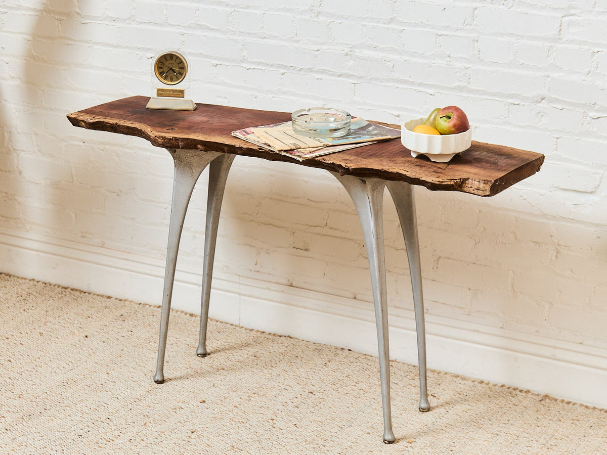French Vintage Live Edge Modernist Entry table