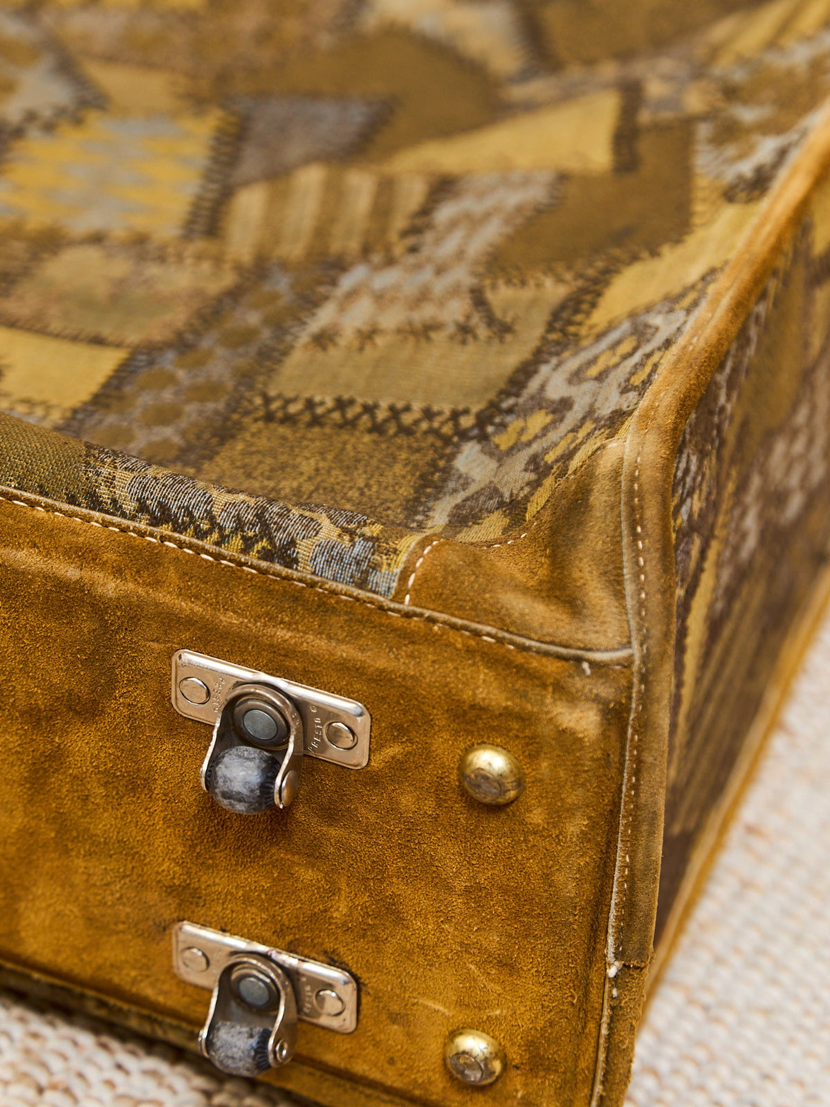 Large French Vintage Patchwork Luggage