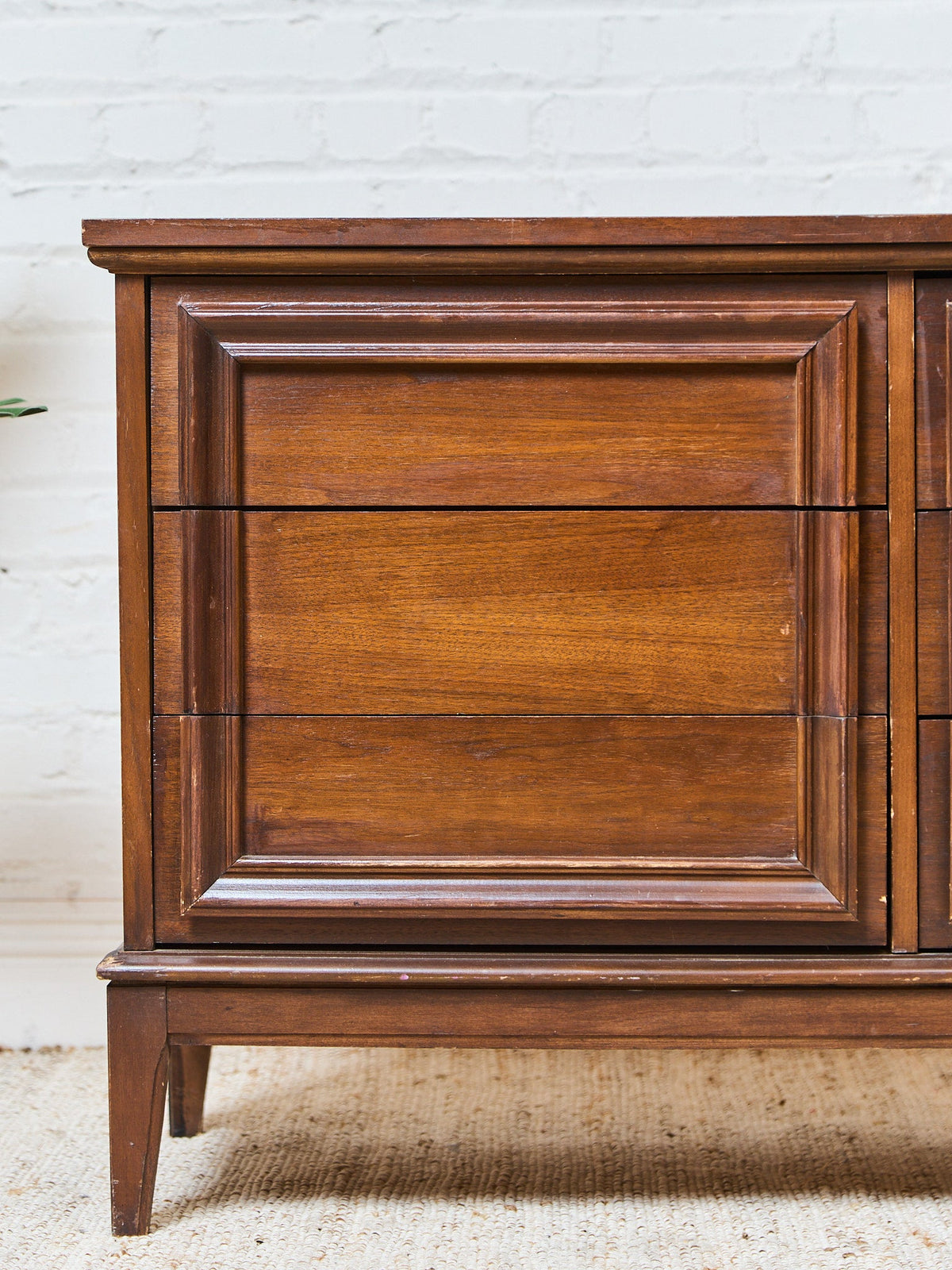 Vintage Mid-Century Framed Walnut 9-Drawer Dresser
