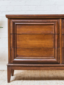 Vintage Mid-Century Framed Walnut 9-Drawer Dresser