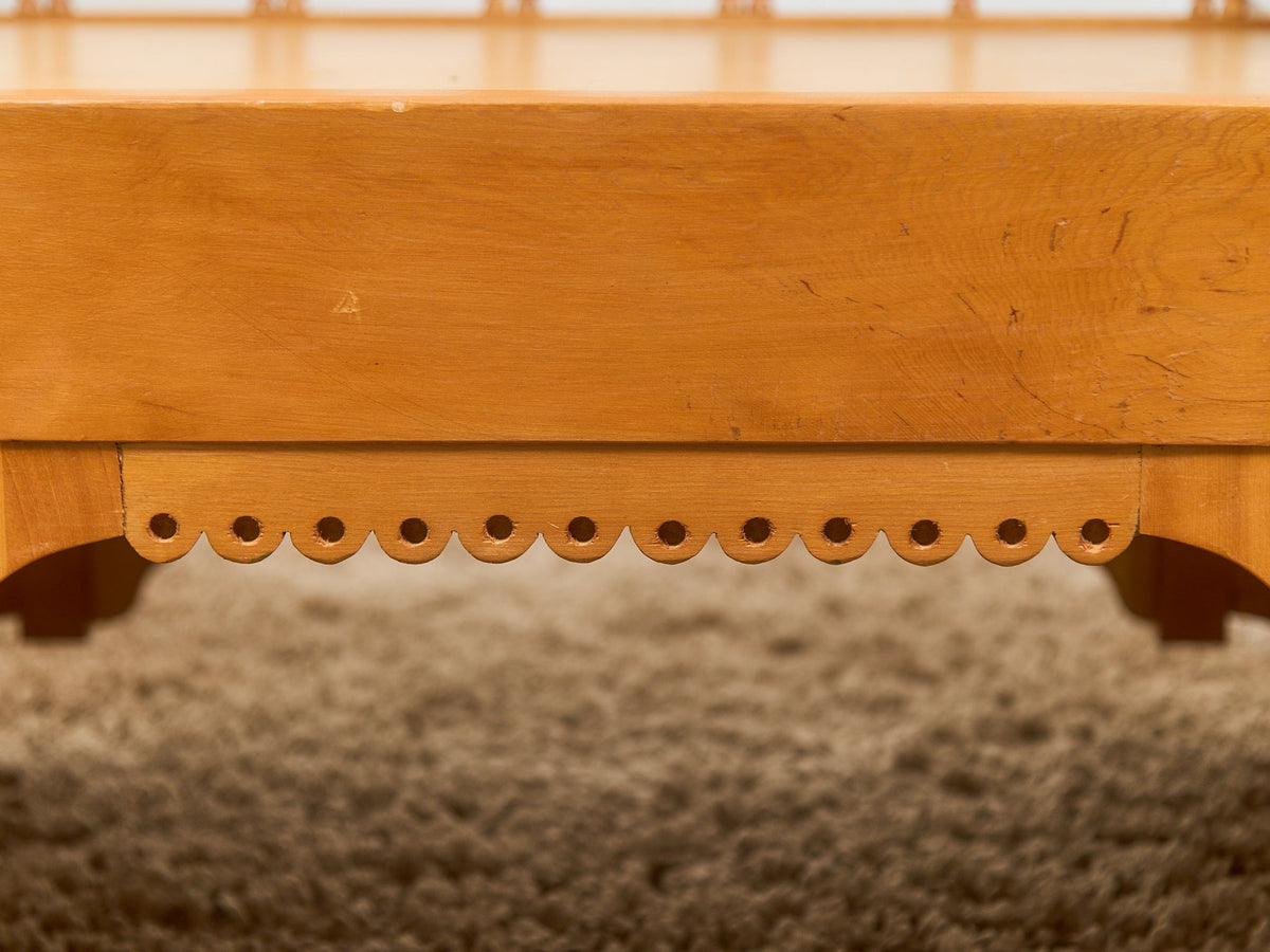 Beautiful Moroccan Unstained Hand Carved Wooden Sofa with Moucharabieh Paneling