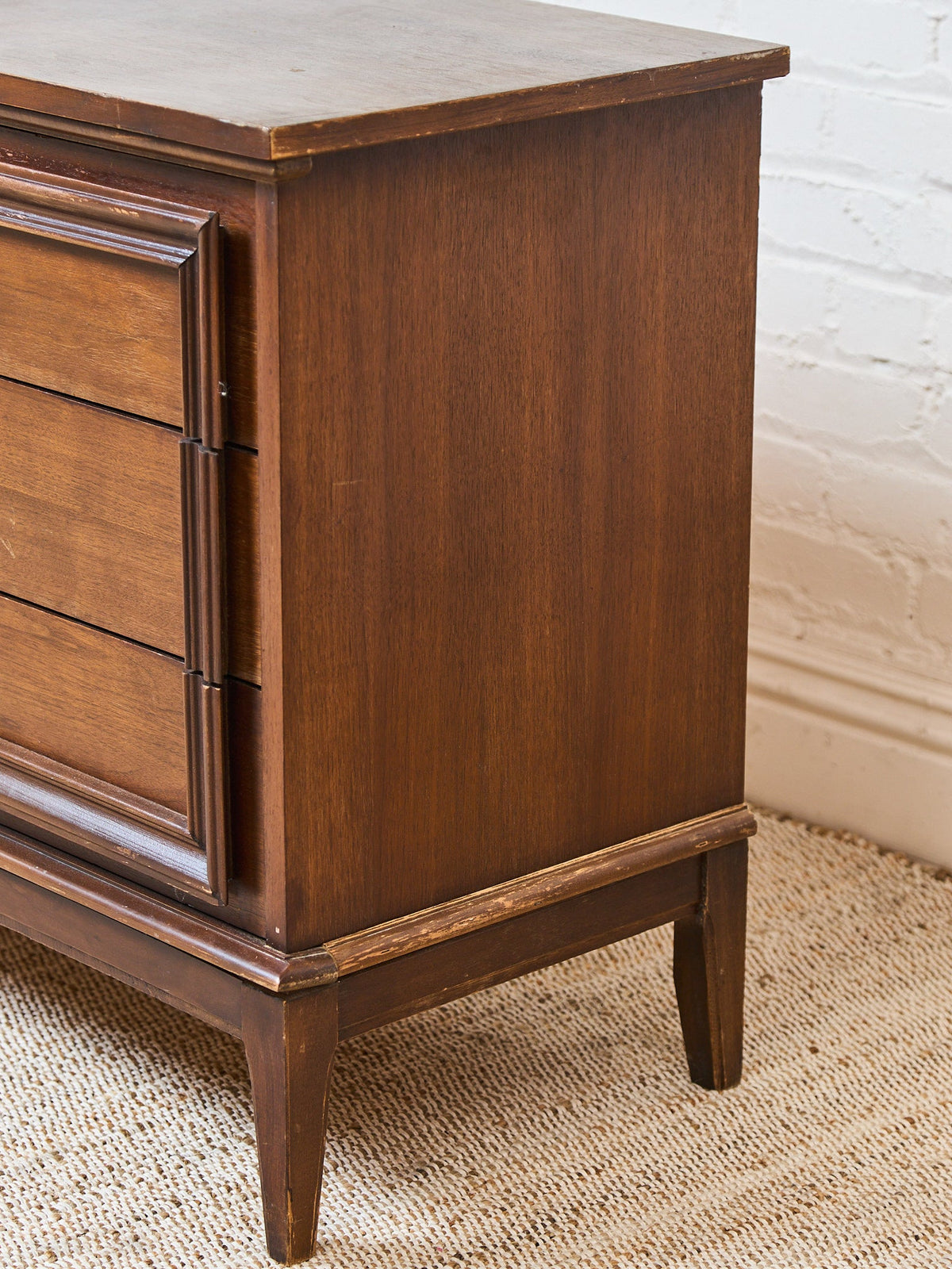 Vintage Mid-Century Framed Walnut 9-Drawer Dresser
