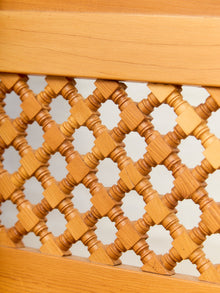 Beautiful Moroccan Unstained Hand Carved Wooden Sofa with Moucharabieh Paneling