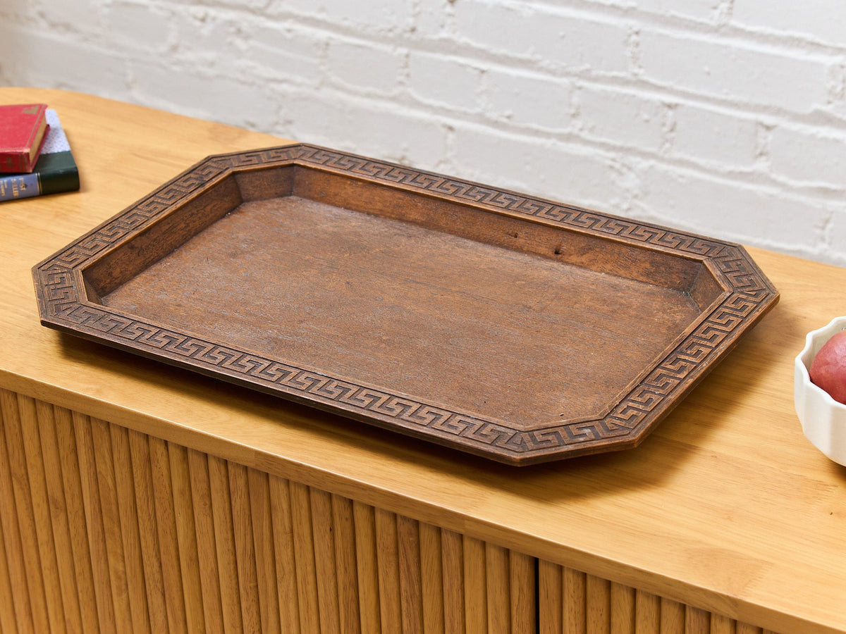 Vintage Wood Greek Keys Tray