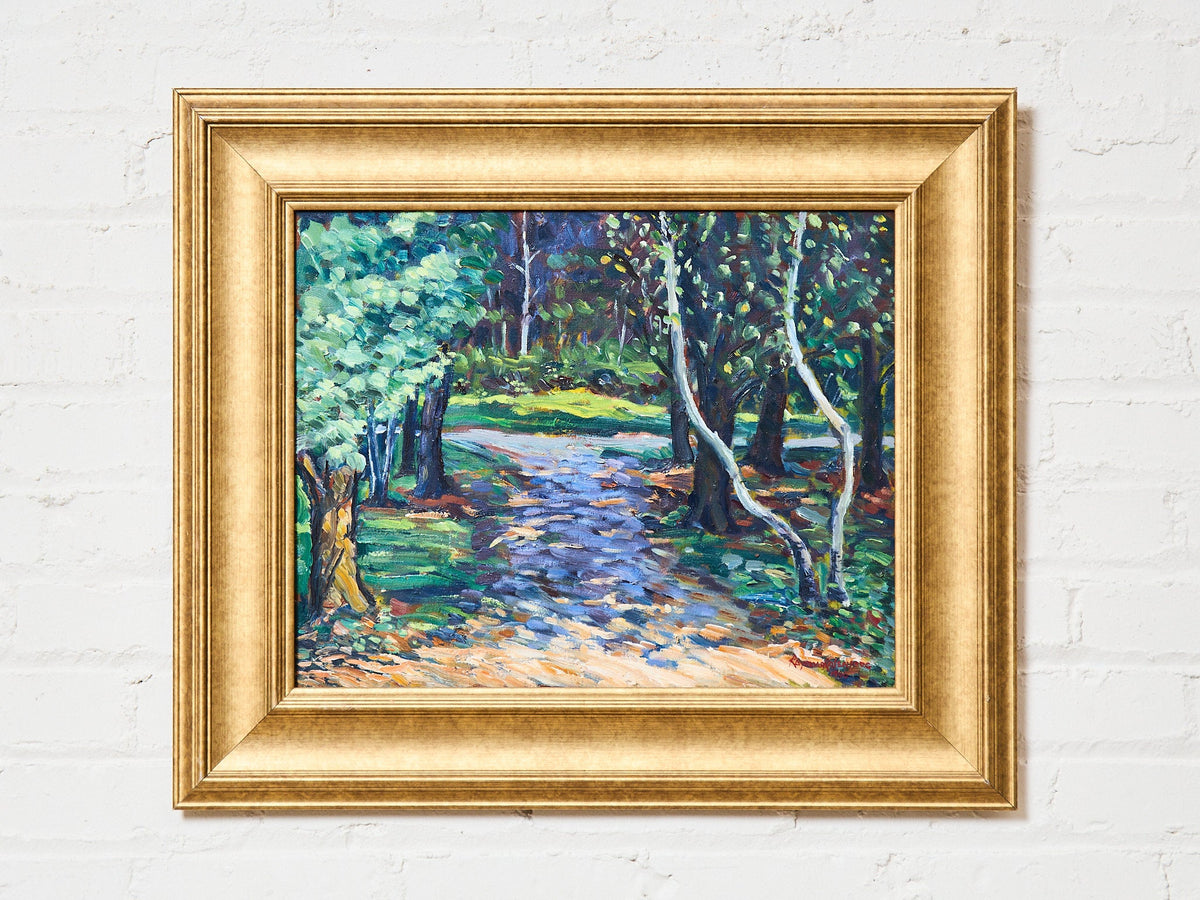 Impressionist Vintage Painting of a Park by Raymond Rosenberg