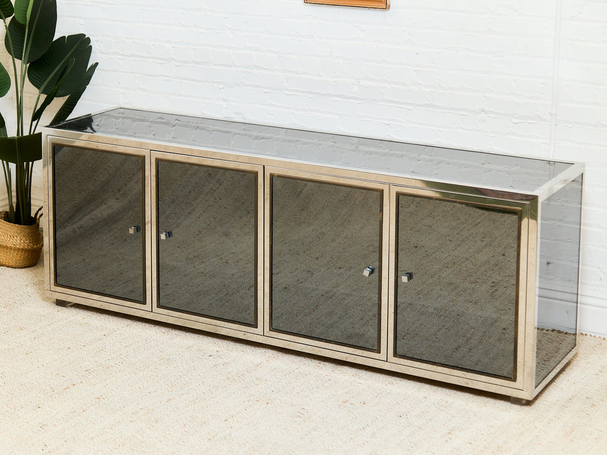 Angolo Metal Arte in Italy, 1960s Chrome and Mirror Glass Sideboard