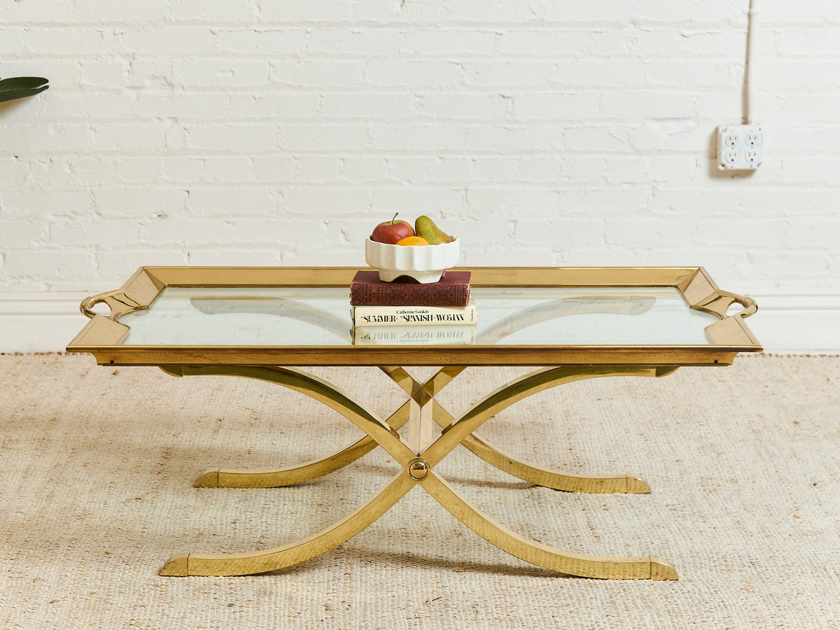 Estate Size Polished Brass Cocktail Coffee Table by La Barge Hollywood Regency
