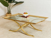 Estate Size Polished Brass Cocktail Coffee Table by La Barge Hollywood Regency