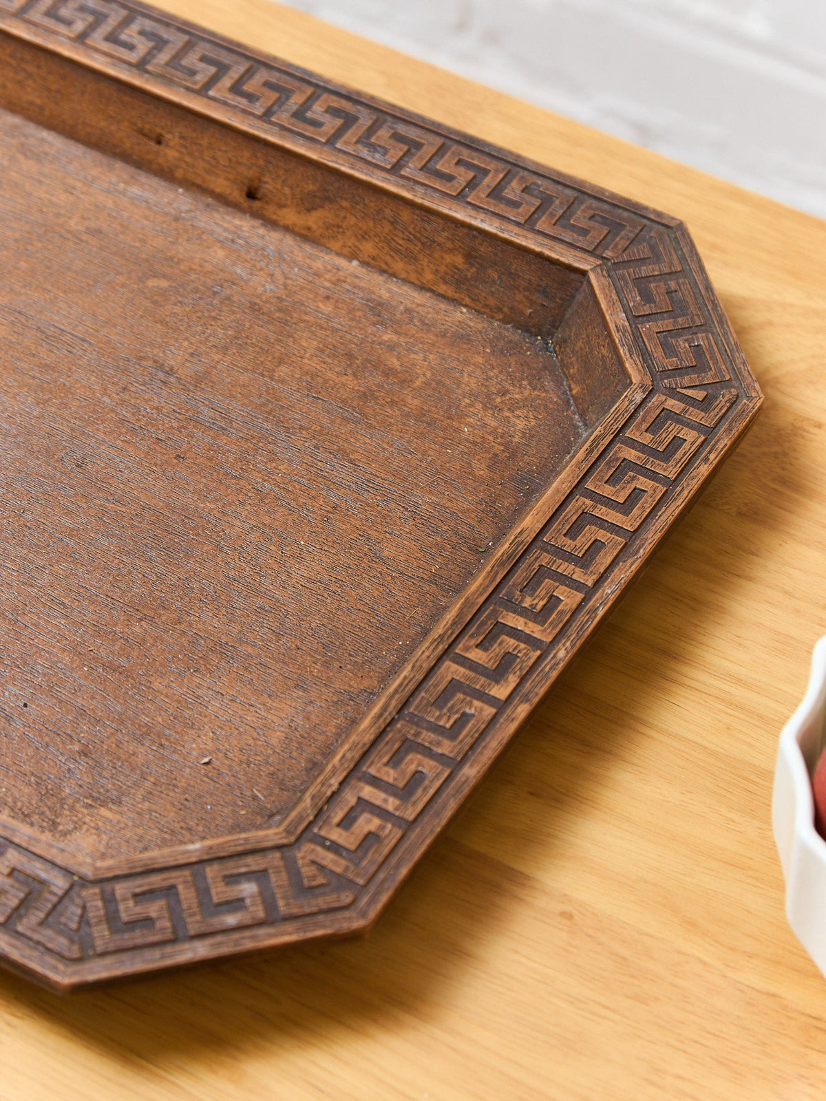 Vintage Wood Greek Keys Tray