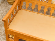 Beautiful Moroccan Unstained Hand Carved Wooden Sofa with Moucharabieh Paneling