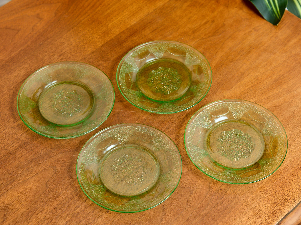 Set of Four Decorative Uranium Plates