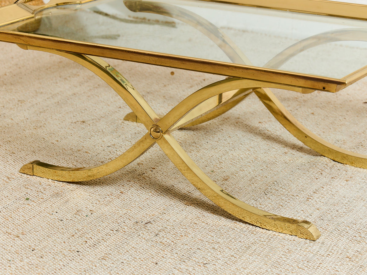 Estate Size Polished Brass Cocktail Coffee Table by La Barge Hollywood Regency