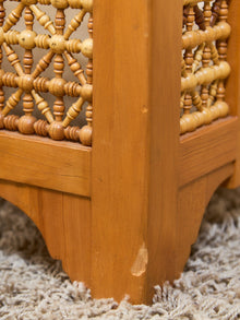 Beautiful Moroccan Unstained Hand Carved Wooden Sofa with Moucharabieh Paneling