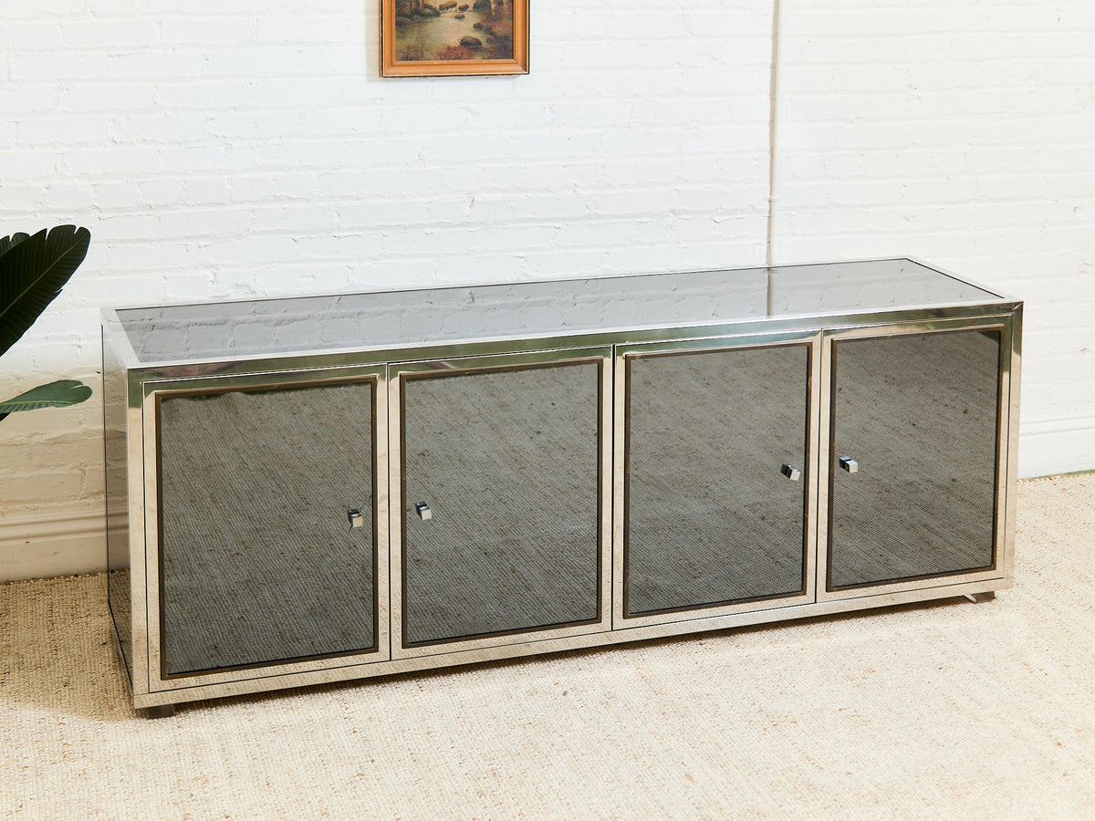 Angolo Metal Arte in Italy, 1960s Chrome and Mirror Glass Sideboard