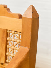Beautiful Moroccan Unstained Hand Carved Wooden Sofa with Moucharabieh Paneling