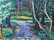 Impressionist Vintage Painting of a Park by Raymond Rosenberg
