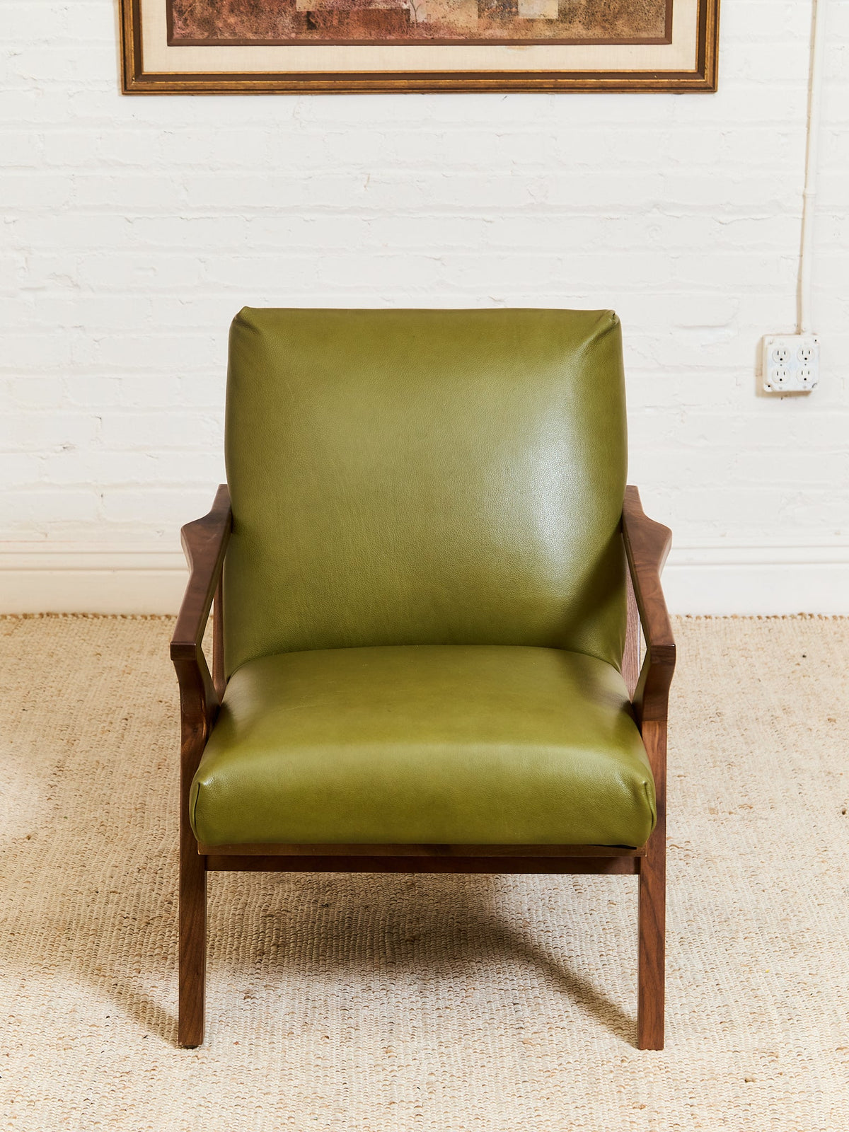 Zayden Lounge Chair in Green Leather