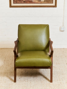 Zayden Lounge Chair in Green Leather