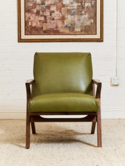 Zayden Lounge Chair in Green Leather