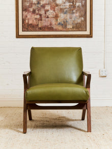 Zayden Lounge Chair in Green Leather