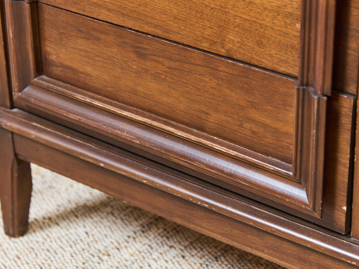 Vintage Mid-Century Framed Walnut 9-Drawer Dresser