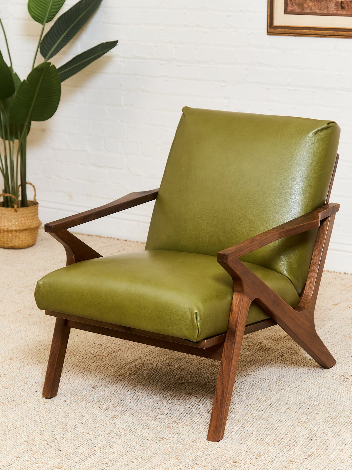 Zayden Lounge Chair in Green Leather