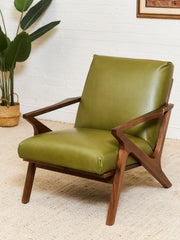Zayden Lounge Chair in Green Leather