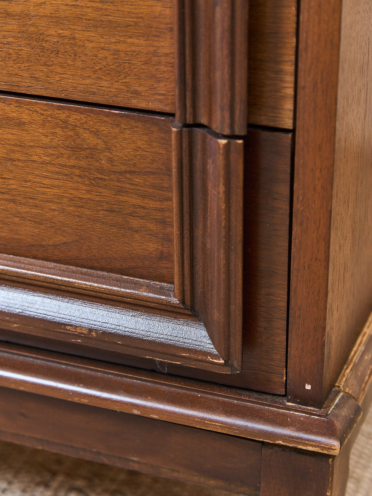 Vintage Mid-Century Framed Walnut 9-Drawer Dresser