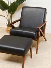 Black Leather Chair and Ottoman