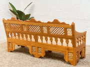 Beautiful Moroccan Unstained Hand Carved Wooden Sofa with Moucharabieh Paneling
