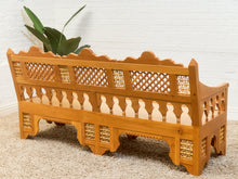 Beautiful Moroccan Unstained Hand Carved Wooden Sofa with Moucharabieh Paneling