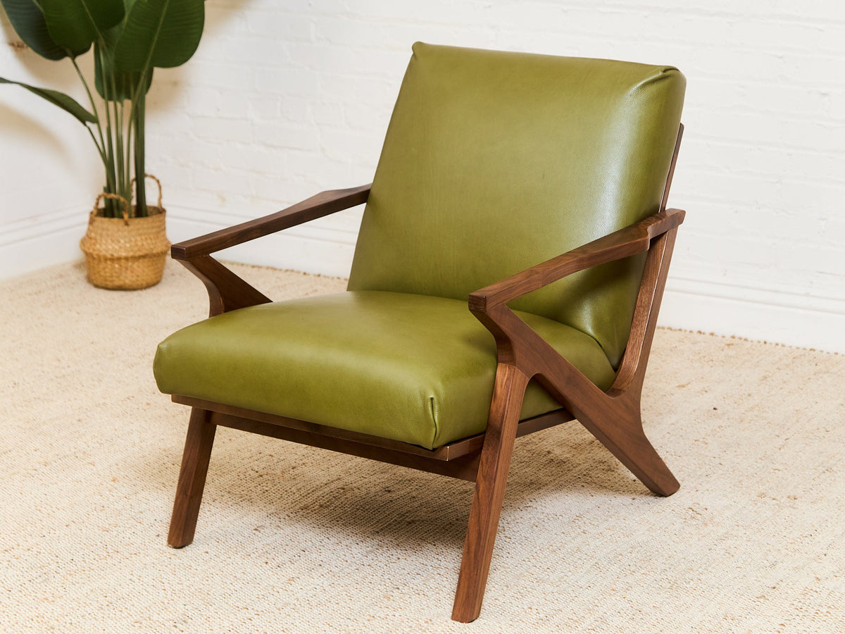 Zayden Lounge Chair in Green Leather