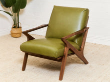 Zayden Lounge Chair in Green Leather