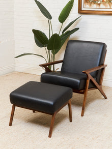 Black Leather Chair and Ottoman