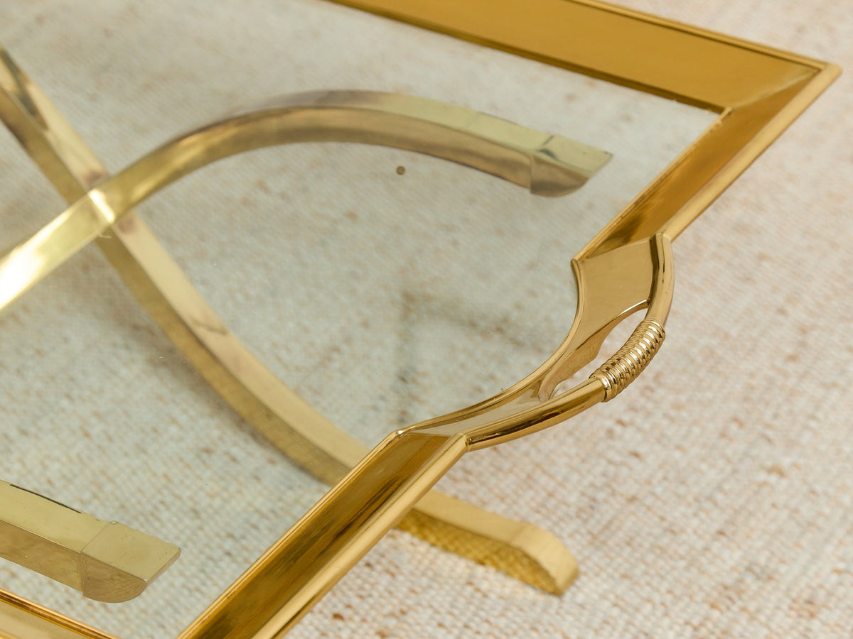 Estate Size Polished Brass Cocktail Coffee Table by La Barge Hollywood Regency