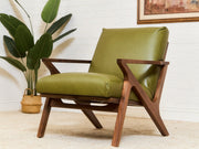Zayden Lounge Chair in Green Leather