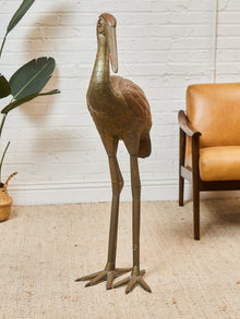Sergio Bustamante Large Vintage Brass Crane